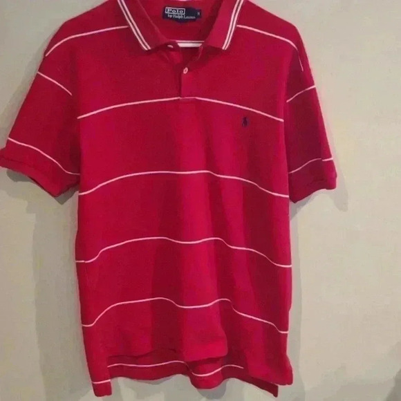 Men's Polo by Ralph Lauren red with white stripes short sleeve‎ size med - Picture 1 of 3